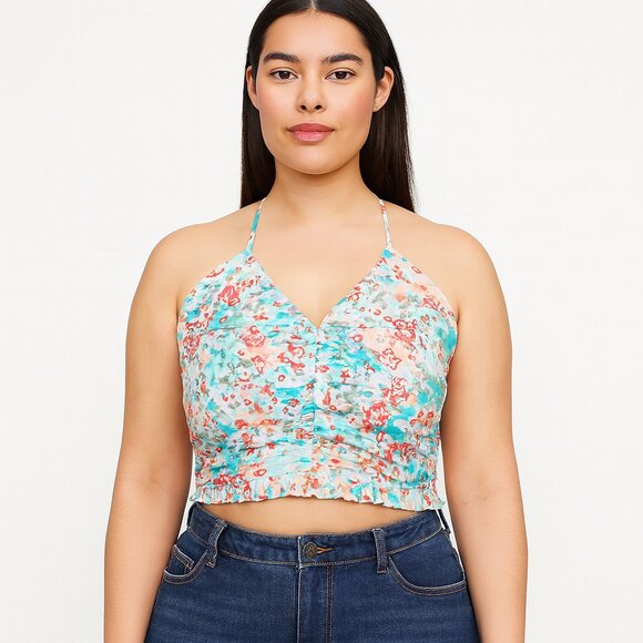 American Eagle Outfitters Tops - NWT American Eagle Floral Halter Tie Crop Top Size XL